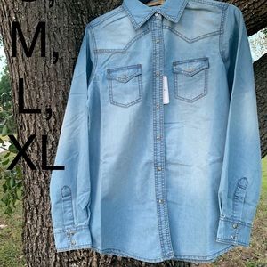 Denim Look Button Down